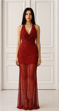 Arrival Cocktail Design Sexy Sequined Suspender Deep V Plunge Swing Collar Evening Dress Women Fishtail Gown Dress