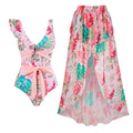 Siamese Conservative Flying Edge Covering Belly Thin Sexy Skirt Swimsuit Women Wrap Skirt Set Women