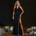 Black Party Evening Dress Heavy Embroidery Sequ Light Luxury Minority High End High End Elegant Adult Ceremony Host Dress Women