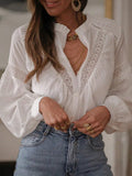 Early Autumn Ladies Lace Stitching All Matching Youthful Looking Loose Shirt