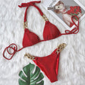 Bikini Golden Diamond Chain Split Swimsuit Sexy Special Fabric Women Swimwear textured