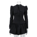 Niche Design Bow Tie Long Sleeve Top Skirt High Sense Two Piece Sets Elegant Outfit Women