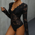 Fall Women Clothing Solid Color Long Sleeve Lace Stitching One Piece