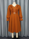 Women V neck Lantern Sleeve Stringy Selvedge Dress Evening Party Beaded Dress