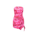 Summer Sexy Women Tube Top Printed Slim Hip Bag Split Short Dress