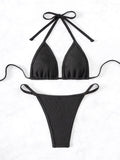 Split Swimsuit Simple Type Sexy Lace up Bikini Triangle Bag Ornament Women
