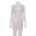 Summer Sexy Lace Stitching Floral Strap Dress Backless Sweet Spicy Casual