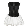 Spring Women Clothing Graceful Fashionable Contrast Color Breasted Sexy Backless Tube Top Dress Women