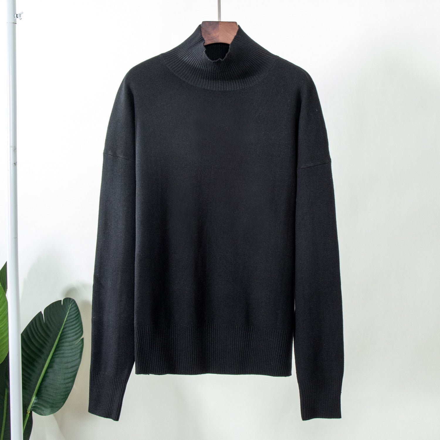 Half Turtleneck Knitted Sweater Autumn Winter Trends All Matching Loose Warm Mock Neck Sweater