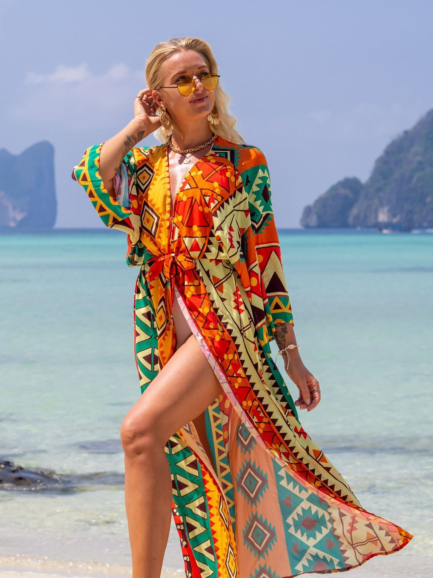 Rayon Printed Cardigan Holiday Casual Beach Bikini Cover Colors