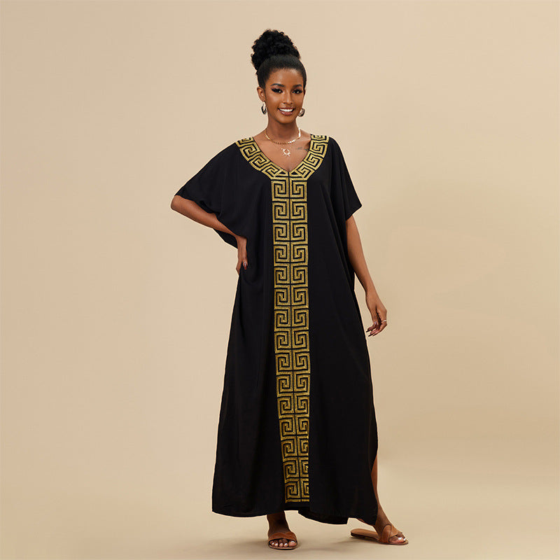 Rayon Beach Cover Up Sun Protection Shirt Women Loose Vacation Maxi Dress Swimsuit Outwear