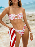 Summer Tube Top Split Swimsuit Printed Lips Women Summer Beach Swimsuit