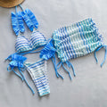 Three Piece Set Bikini Bikini Pleated Side Split Women Swimsuit