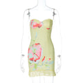 Spring Printed Sleeveless Tube Top Short Slim Sheath Dress Women
