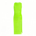 Solid Color Mesh See through Sexy Beach Dress Swimsuit Women Long Blouse Sunscreen Swimwear