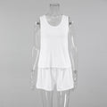 Spring Knitted Sunken Stripe Ladies Homewear Vest Shorts Two Piece Set Casual Soft Simple Pajamas