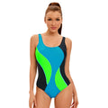 Color Matching Sports One Piece Swimsuit Women Sexy Backless Hollow Out Cutout Swimsuit