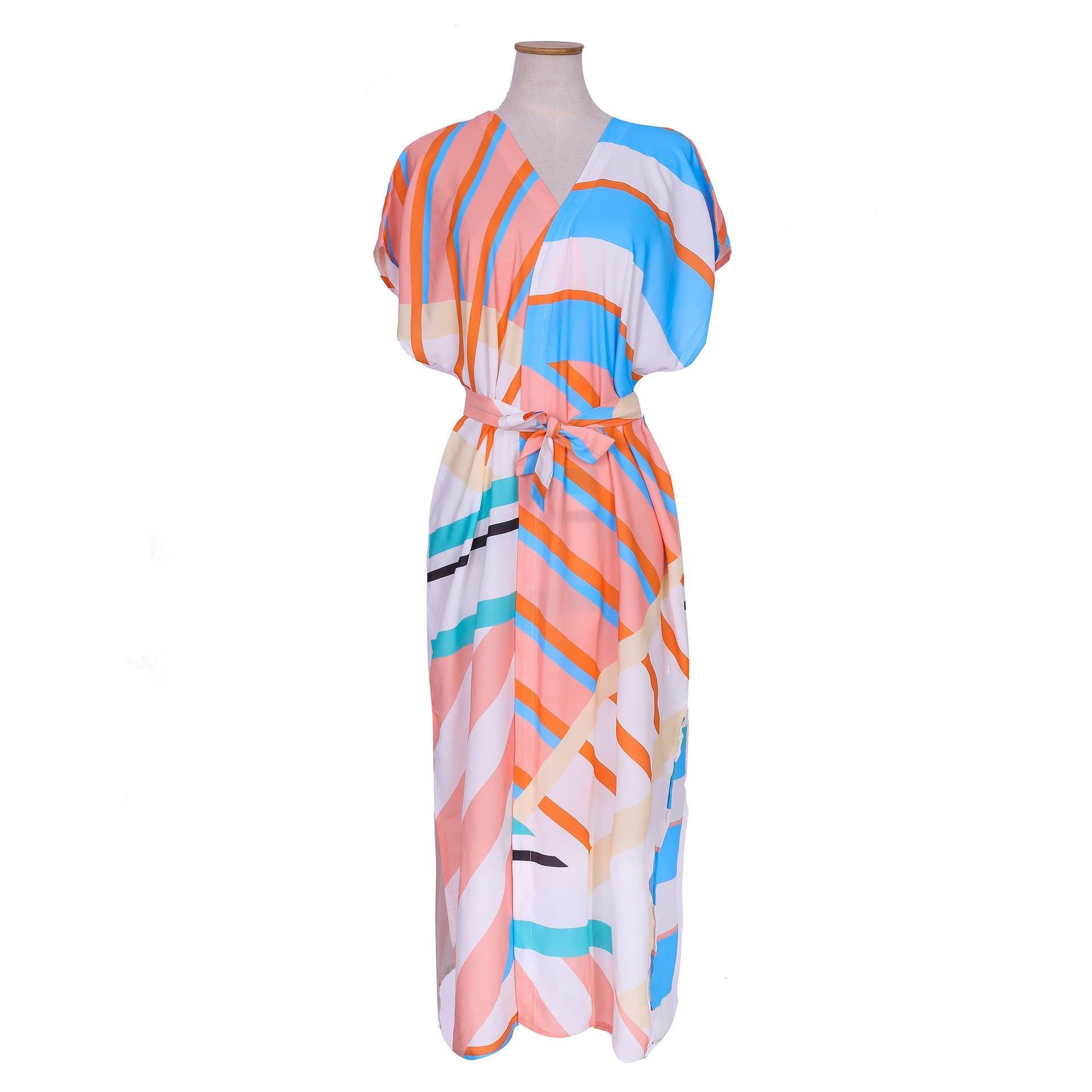 Summer Street Color Striped Long Blouse Casual Sun Proof Sun Protection Clothing