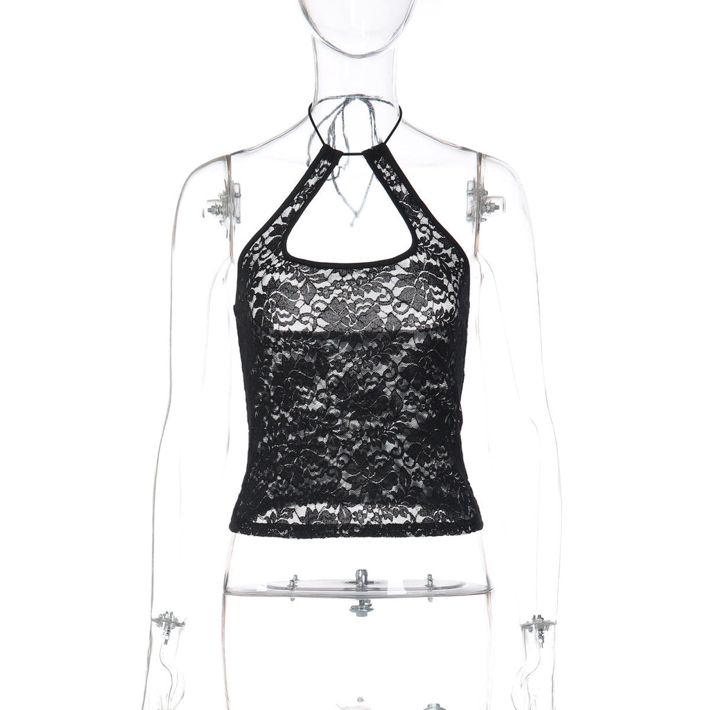 Summer Sexy Lace Halter All Match Backless Vest Top Women