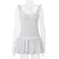 Women Clothing Spring Sexy Elegant Wooden Ear Pleated Strap Pleated Dress Short for Women