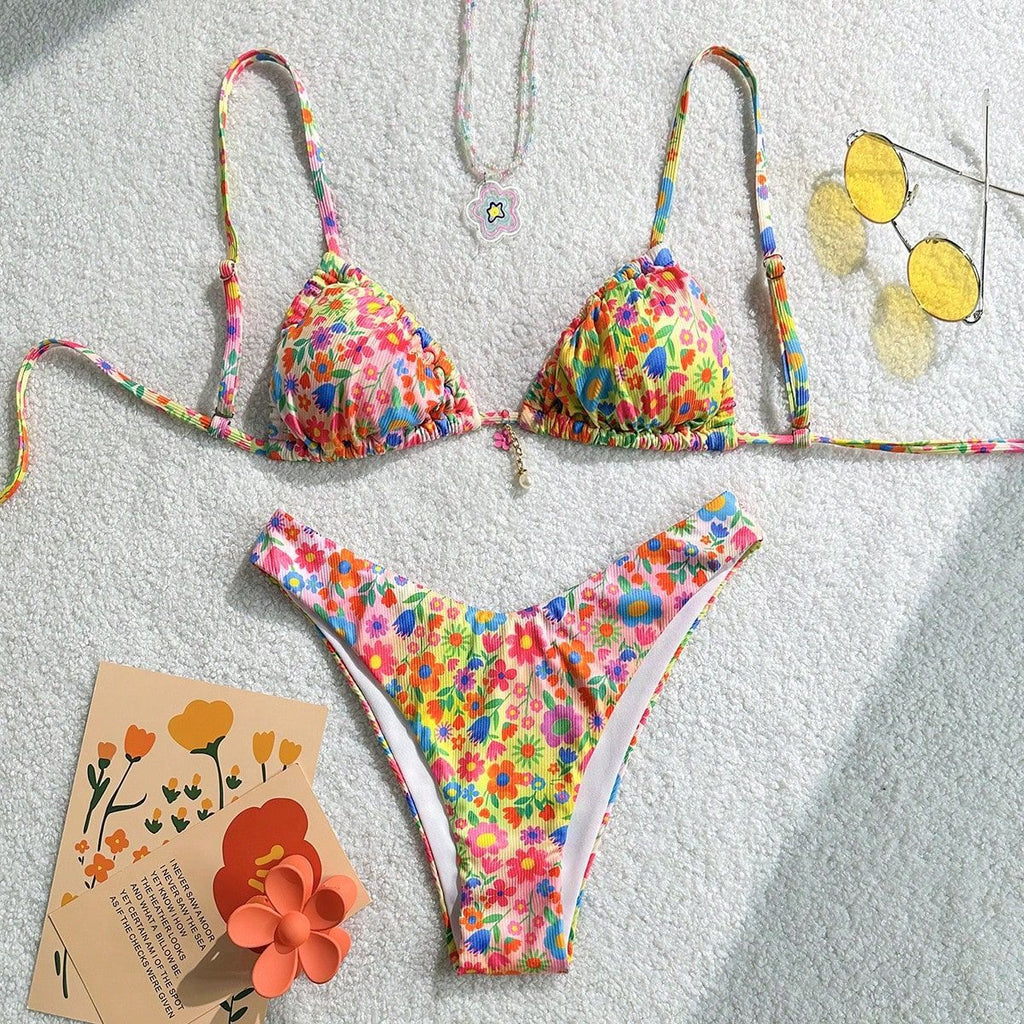 Bikini Small Floral Fresh Sexy Bikini Split Swimsuit Swimwear Women