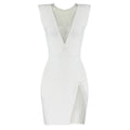 Summer Net Drill Sexy Sleeveless Bandage One Piece Dress Elegant Women Clothing