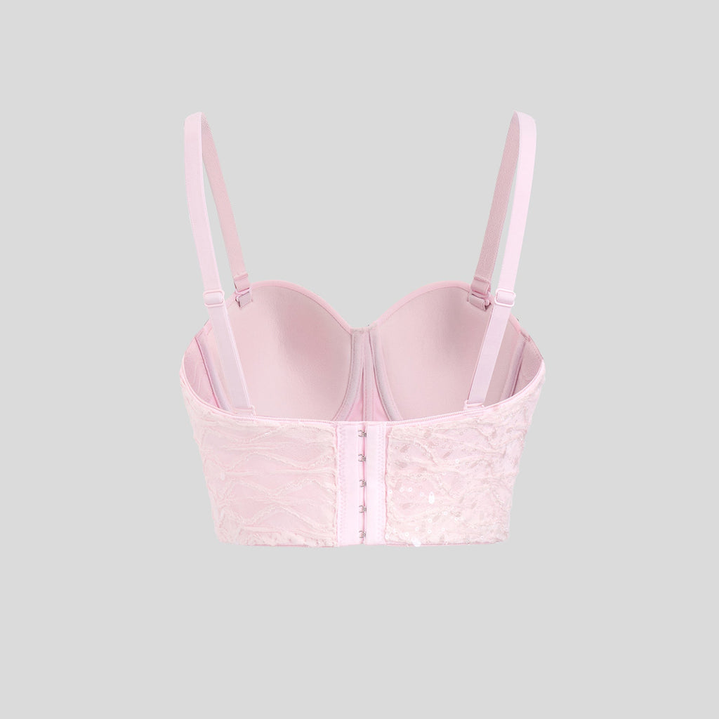 Original Design Three Dimensional Floral Rhinestone Embedded Body Shaping Tube Top Outer Wear Boning Corset Top Sling Bra