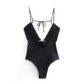 Summer Sling Solid Color All-Matching Open Design Backless Bodysuit