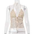 Women Clothing Summer Sexy Sexy Lace up Cardigan Sexy Halterneck Vest Top
