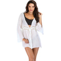 Stitching Hand Crocheting Beach Cover up Sexy Cutout Bell Sleeve Vacation Skirt Beach Cover Up