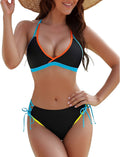 Contrast Color Sexy Back Cross Backless Bikini Swimsuit