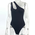 Summer Women Sexy Slim Cotton Rib One Shoulder Hollow Out Cutout Out Jumpsuit
