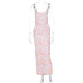 Spring Autumn Slim Fit Sexy Backless Sleeveless Printed Younger Women Clothing Cami Dress