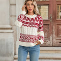 Autumn Winter Christmas Ethnic Retro Women Clothing Thermal round Neck Sweater Women