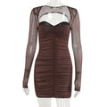 Autumn Sexy Dress Fashionable Elegant Slim Fit Pleated Hip Dress Women