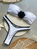 Solid Color 3D Three Dimensional Floral Solid Color Bikini Sexy Backless Split Swimsuit Nylon Bikini