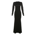Autumn Women Clothing Fashionable Elegant Sexy Backless Slimming Sheath Long Sleeve Dress Evening Dress
