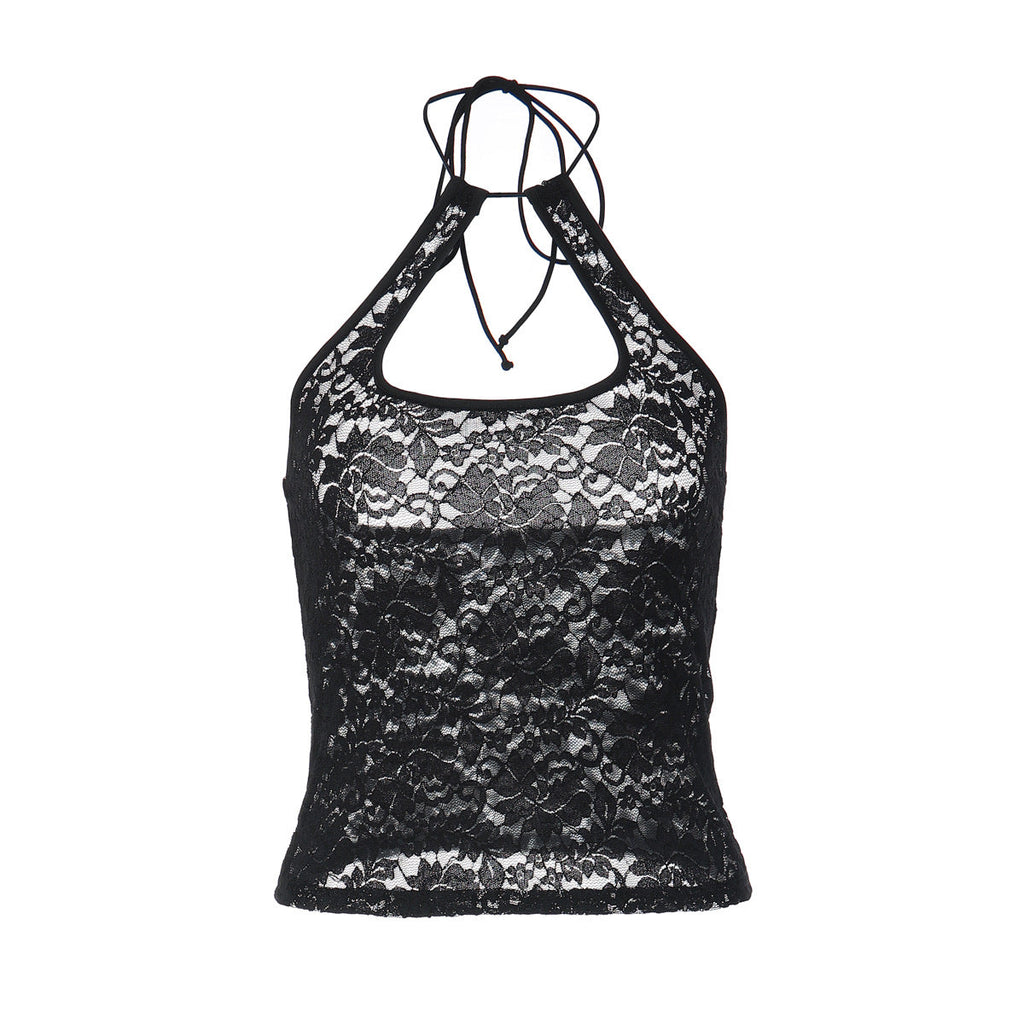 Summer Sexy Lace Halter All Match Backless Vest Top Women