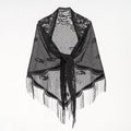 Nylon Hollow Out Cutout out Monochrome Breathable Tassel Triangular Binder Shawl Women Scarf