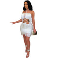 Nightclub Strap Tassel Hip Tube Top Backless Dress for Women