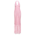 Summer Beach Dress Women Solid Color Sexy Knitted Beach Group Cover up Sunscreen Knitted Dress