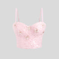 Original Design Three Dimensional Floral Rhinestone Embedded Body Shaping Tube Top Outer Wear Boning Corset Top Sling Bra