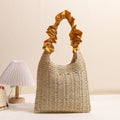 Tree Fungus like Lacework Straw Bag Solid Color Woven Bag Seaside Vacation Beach Bag Special Interest Shoulder Bag