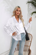 Popular Real Collar Satin Shirt Women Satin Artificial Silk Long Sleeve Shirt Women Clothing