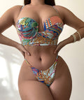 Sexy Tropical Floral Print Hard Cup Bikini