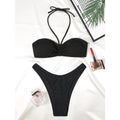 Swimsuit Women Split Solid Color Special Fabric Halter Bikini Bikini Swimming Two Piece Sets