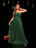 Tube Top Evening Dress Women Green off Shoulder Host Formal Dress Birthday Adult Ceremony Dress Women