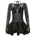 Autumn Winter Women Clothing Sexy Halter Sling Basic Mesh See through Sequ Dress Two Piece Sets Women Puffy dress