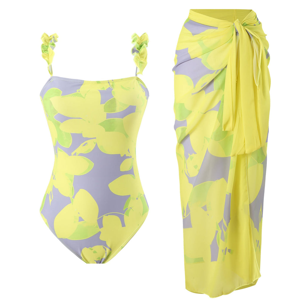 One Piece Sexy Swimsuit Women Slimming Chiffon Skirt Swimsuit Outfit