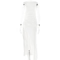 Spring Summer Backless round Neck Sleeveless High Slit Dress Women Sexy Slim Fit Maxi Dress